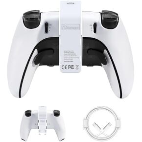 AMAZEAR PS5 DualSense Controller Battery Pack,PlayStation 5 Accessories 3000mAh Fast Wireless Charger, Portable Rechargeable Extra Battery Life for PS 5 Edge or Standard Game Controllers, White