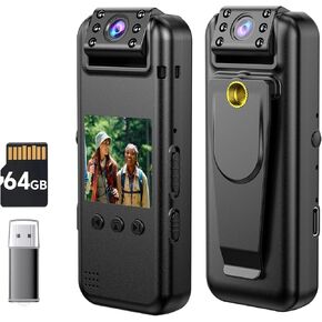 كاميرا الجسم BOBLOV A22Pro بسعة 64 جيجابايت، وكاميرا فيديو ببطارية 2200 مللي أمبير في الساعة مع رؤية ليلية، وتسجيل للمشي، والسفر، وإنفاذ قانون الشرطة in Kuwait