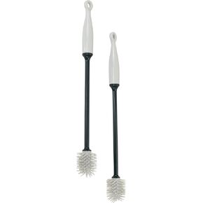 Iconikal 12-Inch Silicone Bottle Brush, Gray, 2-Pack Clean Water Bottles, Shakers, Mixers