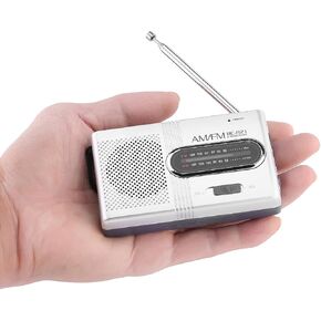 Portable AM FM Radio, Mini Stereo Pocket Radio Battery Operated Small Radio, Telescopic Antenna, Big Speaker,with Standard Earphones Jack