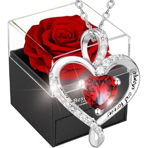 Forever Red Rose Gift Box,Eternal Flower, Preserved Rose, Infinity Real Rose Gift for Girlfriend, Women, Mom, Wife on Christmas, Valentine's Day, Mother's Day, Birthday, Anniversary, Thanksgiving