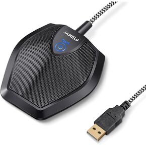 JAMELO G11 USB Microphone Conference Omnidirectional Mic, One-Touch Mute,Condenser Computer Microphone for Online Meeting, Recording, Skype, Zoom, Online Class, Compatible with Mac OS Windows Xp
