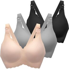 Nursing Bras for Breastfeeding, Jelly Strip Seamless Ultra Comfort Maternity Bra, Natural Shape Wirefree Push Up Bras for Womens, Pregnancy Sleep Bralette，3Pack