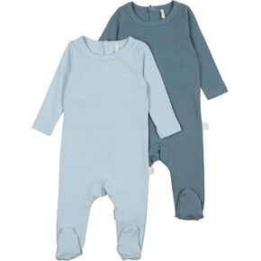 Pouf Baby - Premium 2 Pack Cotton Baby Footies, Soft & Stretchy Unisex Infant footies Ideal for Everyday Comfort