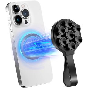 Silicone Suction Phone Case, Magnetic Suction Cup Phone Mount, Sticky Phone Suction Grip for Selfies and Videos, Hands-Free Mirror Shower Phone Stand Holder for iPhone and Android