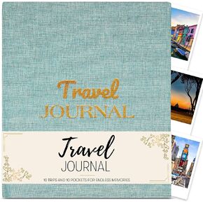 Travel Journal and Travelers Notebook to Record Trips & Memories. Travel Journal for Women, Men. Travel Gifts for Adventurous Souls with 10 Keepsake Pockets. Size 9.70 x 8.0 in