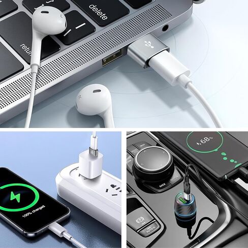 محول USB C أنثى إلى USB ذكر 5 حزم من النوع C إلى USB A محول للشحن/البيانات متوافق مع iPhone 15 Plus/Pro Max، iPad Pro/Air 4/Mini 6، Samsung Galaxy S24/S23/S22/S21، المزيد ( رمادي) in Kuwait