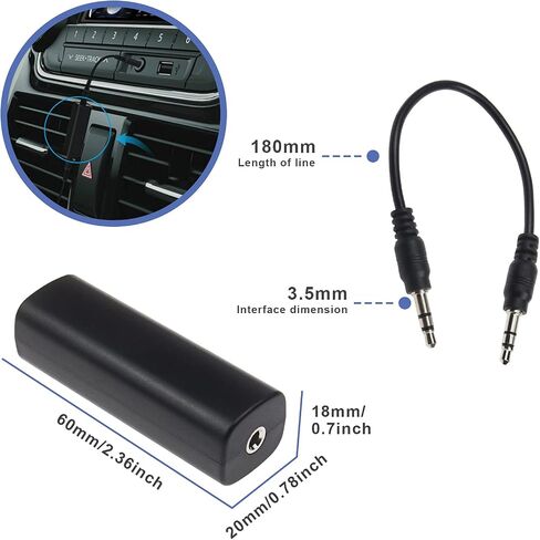 SING F LTD Ground Loop Noise Isolator for Car Audio/Home Stereo System Eliminate The Buzzing Noise Completely with 3.5mm Audio Cable Black in Saudi Arabia