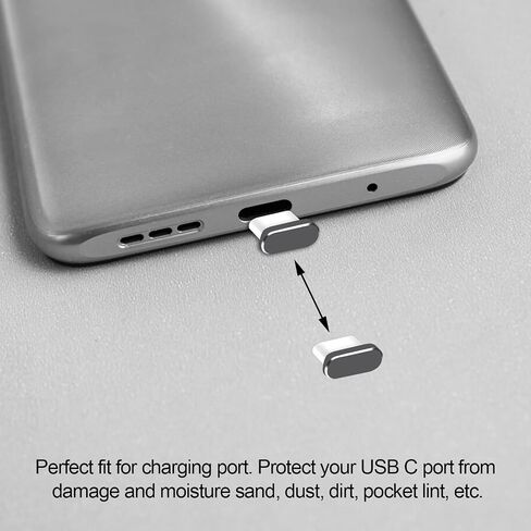 7PCS Dust Plug Set, Anti Dust Cover Charging Port Protector Cap with Cleaning Brush Compatible with USB Type-C Most Mobile Phone Devices(Black) in Saudi Arabia