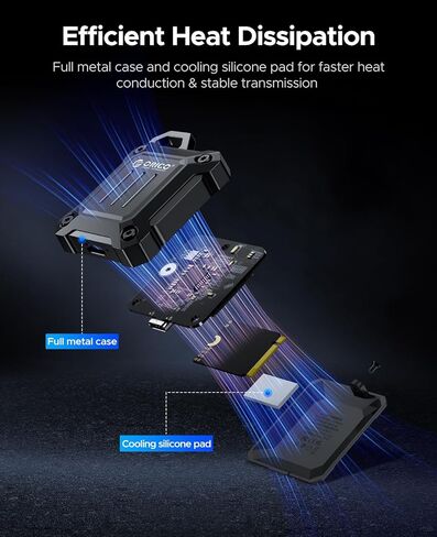حاوية ORICO معدنية كاملة M.2 NVMe 2230 SSD، USB C 3.2 Gen2 Type-C 10 جيجابت في الثانية إلى NVMe PCIe، متوافق مع هاتف 15 Pro/Pro Max 4K ProRes Recording - AXM2 in Saudi Arabia