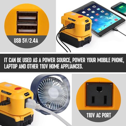 150W Portable Power Supply Inverter for Dewalt 18V 20V Battery,DC 20V to AC 110V-120V Power Inverter Generator, USB Power Source Phone Charger Adapter for Dewalt with AC Outlet & LED Light in Saudi Arabia