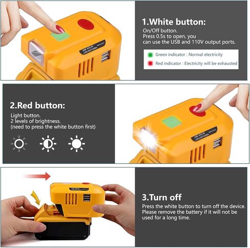 150W Portable Power Supply Inverter for Dewalt 18V 20V Battery,DC 20V to AC 110V-120V Power Inverter Generator, USB Power Source Phone Charger Adapter for Dewalt with AC Outlet & LED Light in Saudi Arabia
