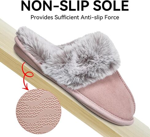 Fuzzy House Slippers for Women Memory Foam,Fluffy Non-Slip House Shoes for Women Indoor,Warm Cozy Comfy Ladies Bedroom Slippers for Men in Saudi Arabia