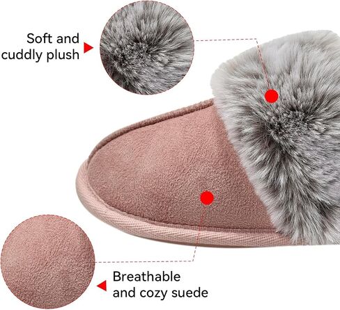 Fuzzy House Slippers for Women Memory Foam,Fluffy Non-Slip House Shoes for Women Indoor,Warm Cozy Comfy Ladies Bedroom Slippers for Men in Saudi Arabia