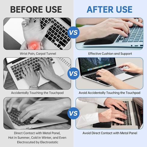 Upgraded Keyboard Wrist Rest for Laptop, Ergonomic Laptop Wrist Support for Keyboard, Memory Foam Laptop Wrist Pads for Computer Keyboard, Wrist Protector Cushion for Typing (Black) in Saudi Arabia