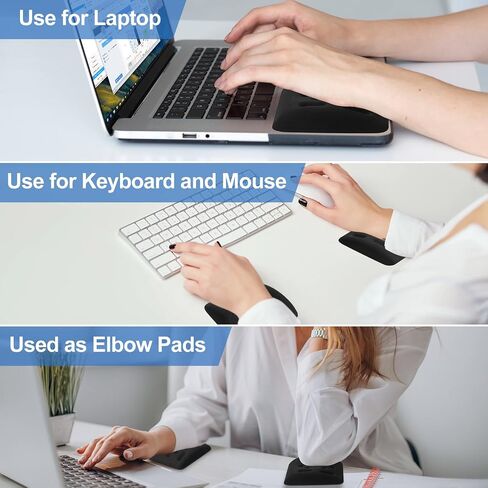 Upgraded Keyboard Wrist Rest for Laptop, Ergonomic Laptop Wrist Support for Keyboard, Memory Foam Laptop Wrist Pads for Computer Keyboard, Wrist Protector Cushion for Typing (Black) in Saudi Arabia