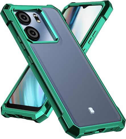 حافظة هاتف BLU View 5 + واقي شاشة من الزجاج المقسى، إطار أمامي مطلي بالكهرباء من البولي كربونات غطاء خلفي شفاف ناعم من مادة TPU، غطاء حماية وسائد هوائية Lmpact لهاتف BLU View 5 (أخضر) in Saudi Arabia