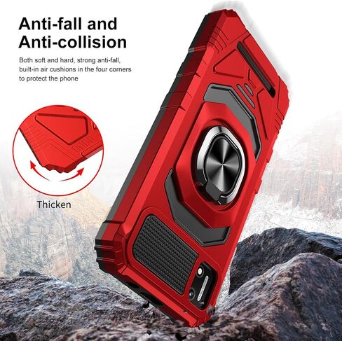 for Cloud Mobile Stratus C7 Case with 1 Pack Screen Protector,Dual Layer Hybrid Heavy Duty Defender Protection,Sleek Rugged Reinforced Cushion Corner Kickstand Shockproof Bumper Cover Red in Saudi Arabia