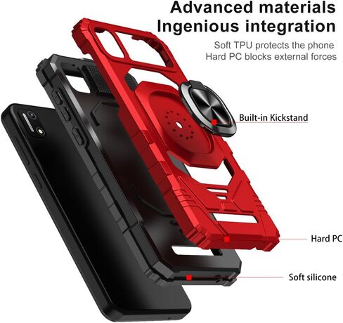 for Cloud Mobile Stratus C7 Case with 1 Pack Screen Protector,Dual Layer Hybrid Heavy Duty Defender Protection,Sleek Rugged Reinforced Cushion Corner Kickstand Shockproof Bumper Cover Red in Saudi Arabia