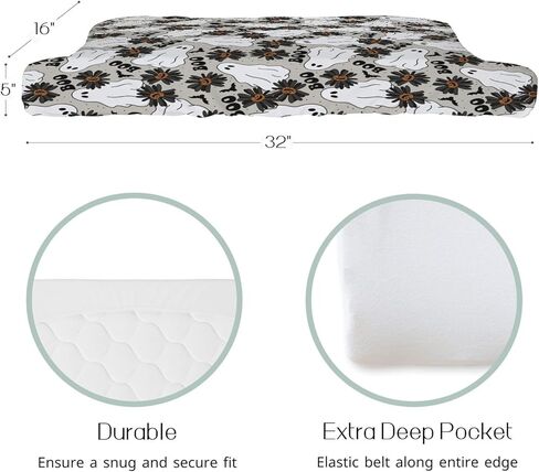 HawSkgFub غطاء وسادة تغيير حفاضات الهالوين المخيف جاك أو اليقطين لطفلة صبي، أسود بو ديزي زهرة الخفافيش ملاءة طاولة تغيير الحفاضات، ناعمة قابلة للتمدد وآمنة وملائمة لتغيير الحفاضات مقاس 32/34 × 16 in Kuwait