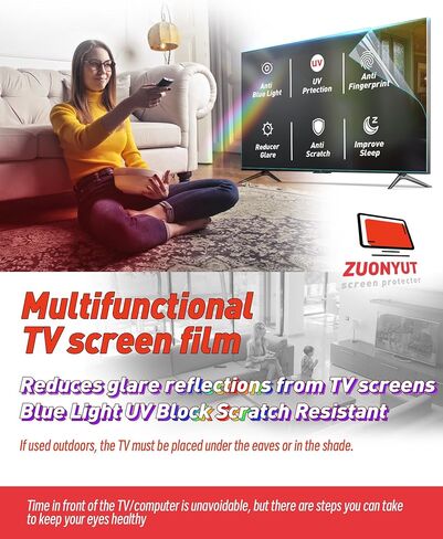 واقي شاشة تلفزيون مضاد للتوهج لتلفزيون 55 بوصة، فيلم الضوء الأزرق والأشعة فوق البنفسجية، درع وهج التلفزيون، مخفض انعكاس الشاشة، فيلم سطحي غير لامع in Kuwait