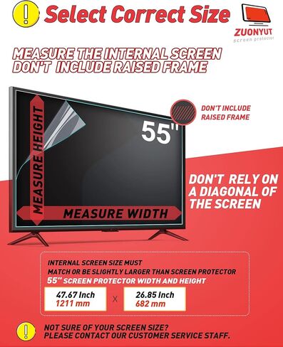 واقي شاشة تلفزيون مضاد للتوهج لتلفزيون 55 بوصة، فيلم الضوء الأزرق والأشعة فوق البنفسجية، درع وهج التلفزيون، مخفض انعكاس الشاشة، فيلم سطحي غير لامع in Kuwait