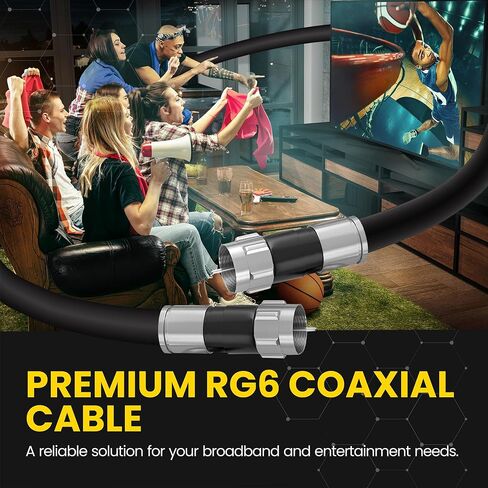 كابل محوري RG6 مع موصلات F وإنترنت عالي السرعة وسلك تلفزيون للتلفزيون عالي الدقة وXfinity والأقمار الصناعية والهوائي وملحق الكابل وكابل مودم WiFi (أبيض، 1 قدم) in Saudi Arabia