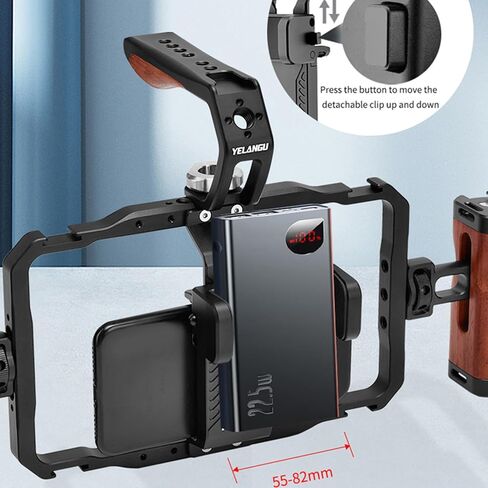 YELANGU Smartphone Video Rig - Phone Cage with Two Handles for Enhanced Stability - Suitable for Wireless Microphone Clip Slots - Perfect for Cell Phone Vlogging, Video and Live Streaming in Kuwait