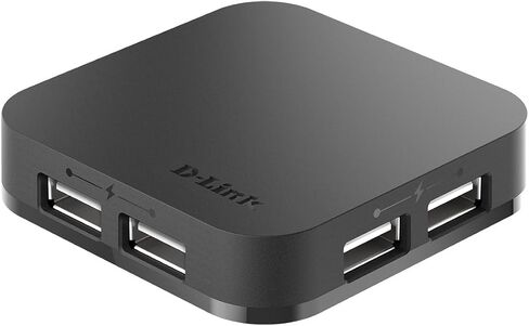 موزع دي لينك 4 منافذ USB 2.0 يتضمن 4 منافذ شحن سريعة، ومنفذ USB 2.0 صغير ومحول طاقة 5 فولت/2.5 أمبير (DUB-H4) in Saudi Arabia