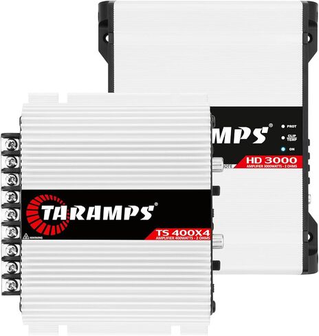 Taramps HD 3000 2 أوم فئة D قطعة واحدة صوت السيارة أمبير 3000 واط RMS + Taramps TS 400x4 2 أوم مجموعة كاملة 4 قنوات 400 واط RMS حزمة مضخم صوت للسيارة، عبوتان in Kuwait
