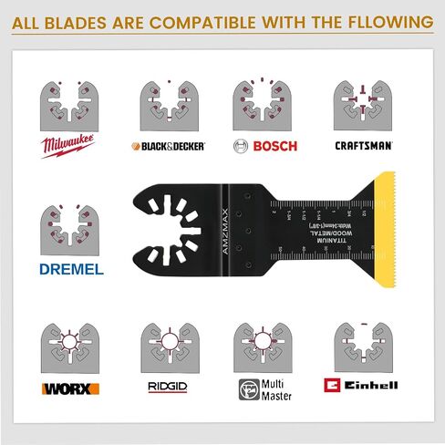 18PCS Titanium Oscillating Tool Blades,Universal Multitool Blades for Metal Wood Cutting,Quick Release Multitool Blades Kits Fit Dewalt Ryobi Rockwell Fein Milwaukee in Saudi Arabia