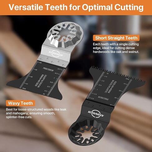 Oscillating Tool Blade Adapter-Free 2-sec Install, Fast Smooth Cutting Multitool Blade - Strong Straight & Wavy Teeth, Oscillating Saw Blade 16PCS for Wood Nails Metal, Fit Bosch Fein Dewalt in Saudi Arabia