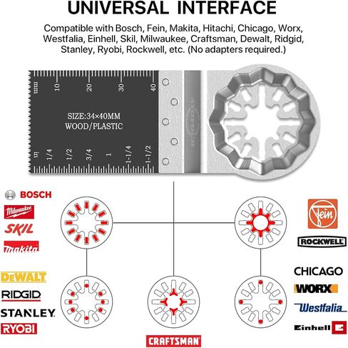 Oscillating Tool Blade Adapter-Free 2-sec Install, Fast Smooth Cutting Multitool Blade - Strong Straight & Wavy Teeth, Oscillating Saw Blade 16PCS for Wood Nails Metal, Fit Bosch Fein Dewalt in Saudi Arabia