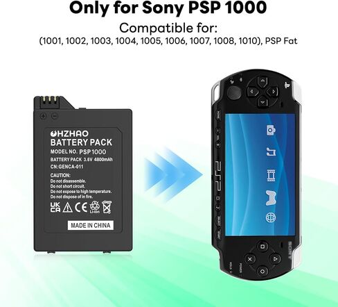 1pack 4800mAh Rechargeable PSP 1000 Battery, 2024 New Upgrade High Capacity 3.6V Battery, Suitable for Sony PSP 1000 (1001, 1002, 1003, 1004, 1005, 1006, 1007, 1008, 1010), PSP Fat etc in Saudi Arabia