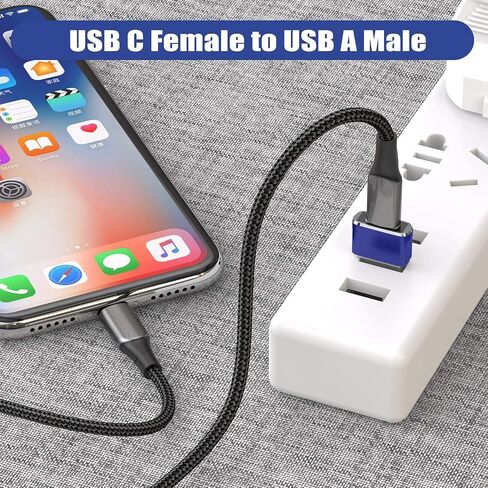 5 PackUSB C Female to Male Adapter,Type A Power Charger Cable… (Blue) in Saudi Arabia
