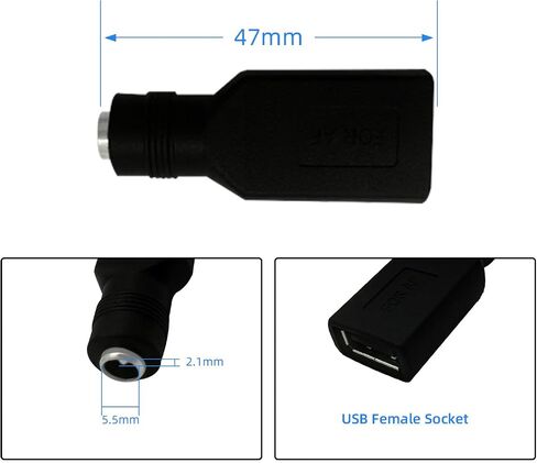 DC5.5x2.1mm، محول USB إلى DC، محول شحن الطاقة (USB Female إلى DC Female-5pcs) in Kuwait