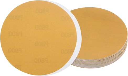 50pcs PSA Sanding Discs - [5 Inch x 800 Grit] Non-Hole Self Adhesive Sticky-Back Gold Sandpaper Discs for Automotive Car Paint Use, Aluminum Oxide, Round in Kuwait