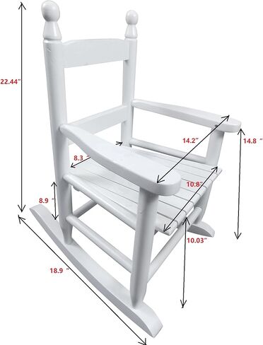 كرسي هزاز للأطفال، كرسي هزاز من الخشب الصلب المتين للأولاد والبنات، مثالي للاستخدام الداخلي والخارجي (أبيض) in Kuwait