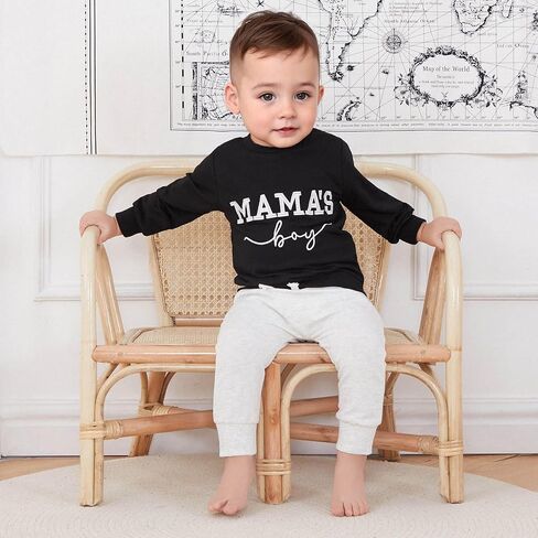 Toddler Baby Boy Sweatshirts Letter Embroidered Long Sleeve Baby Pullovers Tops Infant Fall Winter Casual Tops in Saudi Arabia
