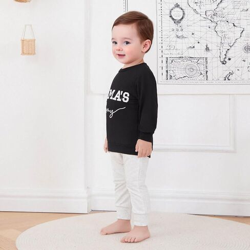 Toddler Baby Boy Sweatshirts Letter Embroidered Long Sleeve Baby Pullovers Tops Infant Fall Winter Casual Tops in Saudi Arabia