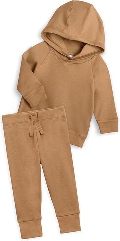 طقم هودي وبنطال رياضي مكون من قطعتين من كولور أورجانيكس - زنجبيل - 3-6 أشهر in Kuwait