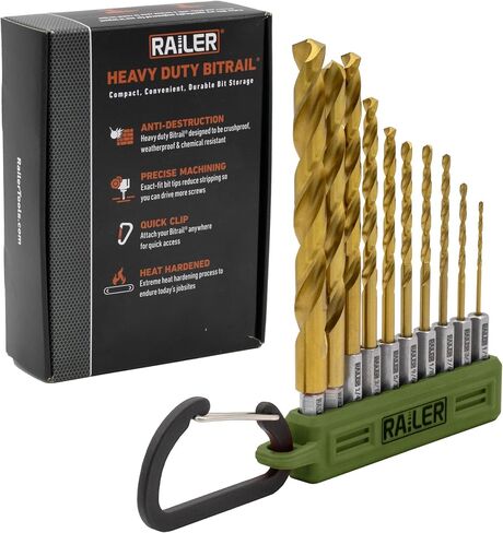 10PC Hex Shank Drill Bit Set - Railer High Speed Titanium Drill Bit Set for Impact Drivers. Multi-Purpose Use for Metal, Wood or PVC in Saudi Arabia