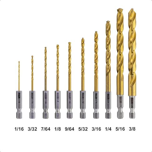 10PC Hex Shank Drill Bit Set - Railer High Speed Titanium Drill Bit Set for Impact Drivers. Multi-Purpose Use for Metal, Wood or PVC in Saudi Arabia
