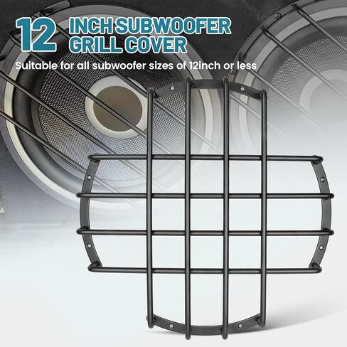 NuIth 12 Inch Metal Subwoofer Grill, 4 bar 12 Inch Audio Loudspeaker Grill Cover Protector, 12 Inch Black Car Bar Grille Sub Grill Cover, 12 Inch 4 Bar Speaker Cover 2PCS in Saudi Arabia