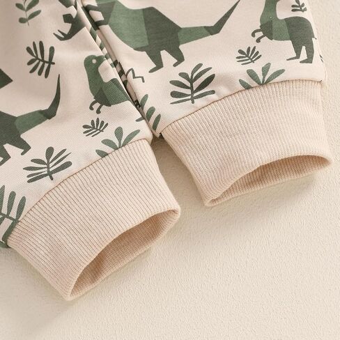 MA&BABY Toddler Boys Fall Outfits Dinosaur Print Pocket Long Sleeve Sweatshirts and Long Pants 2Pcs Clothes Set in Saudi Arabia