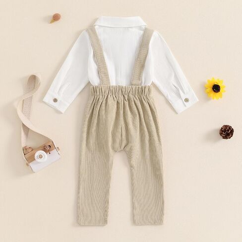 GOOCHEER Newborn Infant Baby Boy Clothes Suit Bowtie Dress Romper+Suspender Pants Overalls Gentleman Wedding Outfits Formal in Saudi Arabia