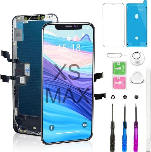 مجموعة استبدال شاشة iPhone 11 Pro Max كاملة الوضوح LCD (6.5 بوصة) مع محول رقمي يعمل باللمس ثلاثي الأبعاد مع أداة إصلاح - متوافق مع الطراز A2161، A2218، A2220 - أسود in Saudi Arabia