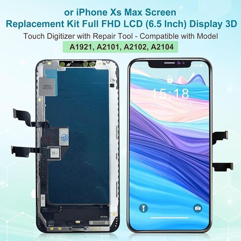 مجموعة استبدال شاشة iPhone 11 Pro Max كاملة الوضوح LCD (6.5 بوصة) مع محول رقمي يعمل باللمس ثلاثي الأبعاد مع أداة إصلاح - متوافق مع الطراز A2161، A2218، A2220 - أسود in Saudi Arabia