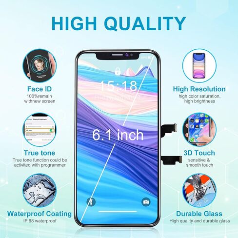 مجموعة استبدال شاشة iPhone 11 Pro Max كاملة الوضوح LCD (6.5 بوصة) مع محول رقمي يعمل باللمس ثلاثي الأبعاد مع أداة إصلاح - متوافق مع الطراز A2161، A2218، A2220 - أسود in Saudi Arabia
