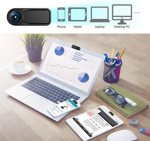 أغطية خصوصية الكاميرا مكونة من 10 قطع من omana، رفيعة للغاية، مانع للانزلاق للهاتف المحمول والكمبيوتر المحمول وكاميرا الويب والكمبيوتر المكتبي والكمبيوتر اللوحي والهواتف الذكية والأمان ومضاد للتجسس، أسود in Kuwait